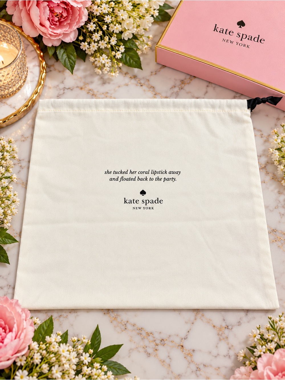 Kate Spade New York Ivory Logo Dust Bag 13.5” x 11.5”